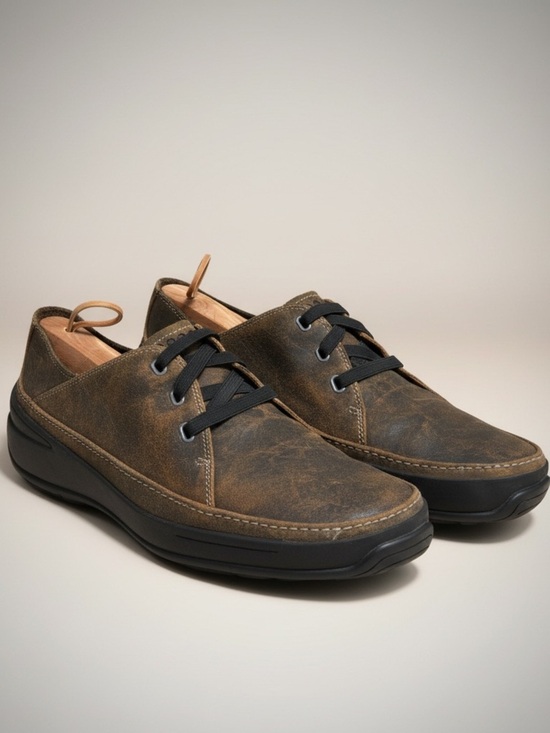Ahnu Distressed Leather Brown Slip On Oxfords Fold Back Loafer main image 8